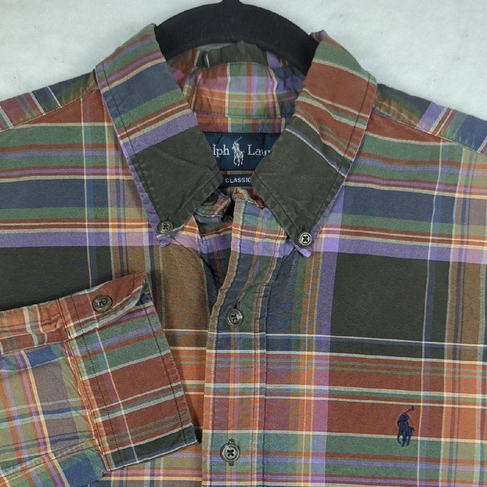Ralph Lauren Classic Fit Fall Harvest‎ Autumn Colors Long Sleeve Button Down L